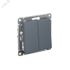 Выключатель двухклавишный ATLASDESIGN схема 5 10АХ механизм грифель Systeme Electric ATN000751