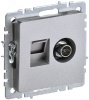 BRITE Розетка двойная TV+RJ45 кат.5E РТВ/РК12-БрА алюминий IEK BR-AK20-1-K47