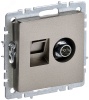 BRITE Розетка двойная TV+RJ45 кат.5E РТВ/РК12-БрШ шампань IEK BR-AK20-1-K37