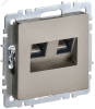BRITE Розетка двойная RJ11+RJ45 кат.5E РК/Т12-БрШ шампань IEK BR-KT20-O-1-K37