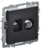 BRITE Розетка двойная TV+RJ45 кат.5E РТВ/РК12-БрЧ черный IEK BR-AK20-1-K02