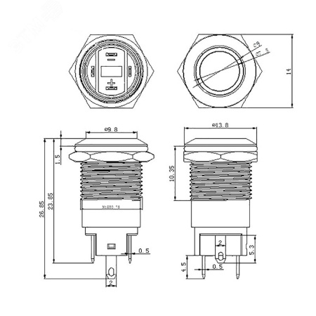 36-3211 Кнопка антивандальная 12 12В Б/Фикс (4с) OFF-(ON) синяя REXANT 