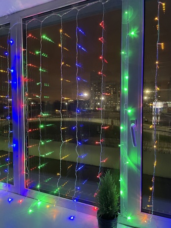 Б0041900 Гирлянда LED Дождь/Занавес 1.8х1.5 м мультиколор 8 режимов, 220V, IP20 (60/720), ENIZ-01M ЭРА 