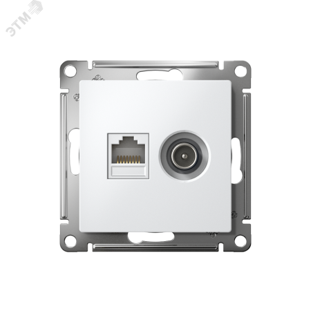 ATN000189 Розетка ATLASDESIGN двойная ТВ + компьютерная RJ45 категория  5Е белый Systeme Electric 