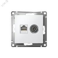 Розетка ATLASDESIGN двойная ТВ + компьютерная RJ45 категория  5Е белый Systeme Electric ATN000189