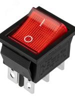 Выключатель клавишный 250V 15А (6с) ON-ON красный с подсветкой (RWB-506, SC-767) Индивидуальная упаковка 1 шт REXANT 36-2350-1