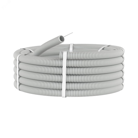 91932 Труба гофрированная ПВХ 32 мм с протяжкой легкая серая (25м) DKC 