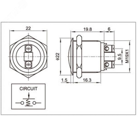 36-3410 Кнопка антивандальная 19 Б/Фикс (2с винт) OFF-(ON)сфера REXANT 