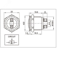 Кнопка антивандальная 19 Б/Фикс (2с винт) OFF-(ON)сфера REXANT 36-3410