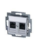 Розетка информационная Levit двойная 2хRJ45 категория 5e серебро ABB 5014H-A51018 70W 2CHH295118A6070
