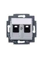 Розетка информационная Levit двойная 2хRJ45 категория 5e серебро ABB 5014H-A51018 70W 2CHH295118A6070