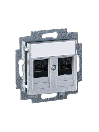 5014H-A51018 70W Розетка информационная Levit двойная 2хRJ45 категория 5e серебро ABB  2CHH295118A6070