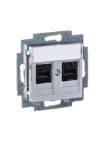 Розетка информационная Levit двойная 2хRJ45 категория 5e серебро ABB 5014H-A51018 70W 2CHH295118A6070