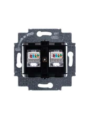 5014H-A51018 70W Розетка информационная Levit двойная 2хRJ45 категория 5e серебро ABB  2CHH295118A6070
