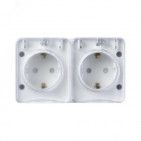 AtlasDesign Profi54  розетка двойная с заземлением со шторками IP54 16А 250B, БЕЛЫЙ, Россия Systeme Electric ATN540126