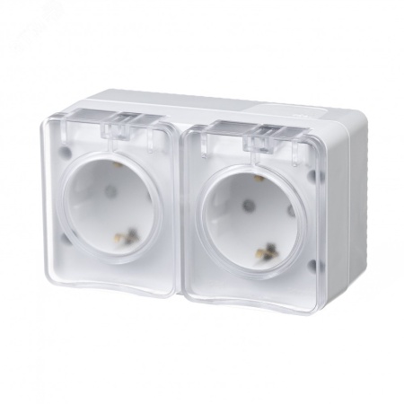 ATN540126 AtlasDesign Profi54  розетка двойная с заземлением со шторками IP54 16А 250B, БЕЛЫЙ, Россия Systeme Electric 
