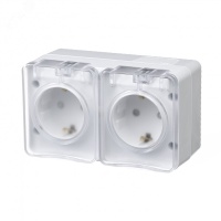 AtlasDesign Profi54  розетка двойная с заземлением со шторками IP54 16А 250B, БЕЛЫЙ, Россия Systeme Electric ATN540126