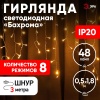 Б0041899 ENIB-01B Гирлянда LED Бахрома 1.8х0.5 м теплый    свет  8 режимов 220V, IP20 (100/800) ЭРА 