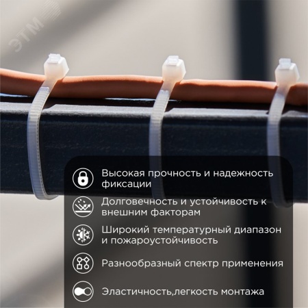 07-0150 Хомут-стяжка кабельная нейлоновая 150х2.5 мм, белая, упаковка 100 шт, REXANT 
