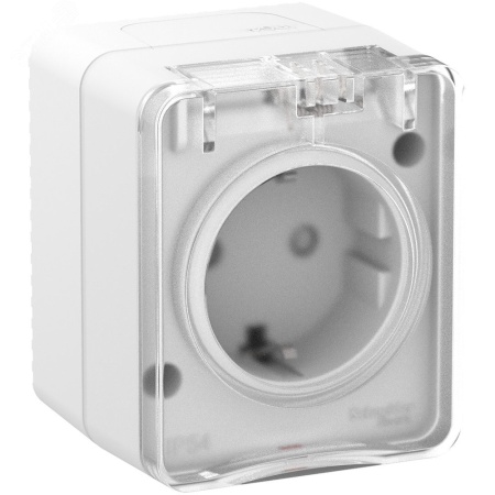 ATN540145 AtlasDesign Profi54 розетка с заземлением со шторками IP54 16А 250B, БЕЛЫЙ, Россия Systeme Electric 