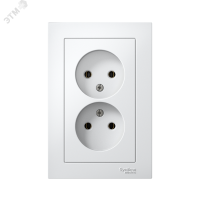Розетка ATLASDESIGN двойная без заземления 16А в сборе белый Systeme Electric ATN000120
