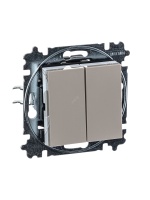 Переключатель двухклавишный Levit кофе макиато / белый ABB 3559H-A52445 18W 2CHH595245A6018