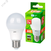 Лампа светодиодная LED 7Вт E27 580Лм 220V/50Hz белый матовая груша ECO JazzWay 1033185