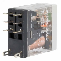 Реле миниатюрное промышленное, 2CO, ком. ток 8А, AgSnO2, напряжение 24V DC, опция: тест-кнопка+светодиод+защитный диод DKC IR-24DC-2CO-D