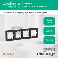Рамка четырехпостовая ATLASDESIGN универсальная карбон Systeme Electric ATN001004