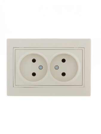 701-0303-128 MIRA Розетка двойная без заземления бежевая Lezard 