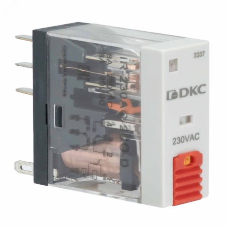 IR-230AC-2CO-D Реле миниатюрное промышленное, 2CO, ком. ток 8А, AgSnO2, напряжение 230V AC, опция: тест-кнопка+светодиод DKC 