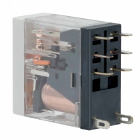 Реле миниатюрное промышленное, 2CO, ком. ток 8А, AgSnO2, напряжение 230V AC, опция: тест-кнопка+светодиод DKC IR-230AC-2CO-D