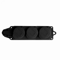 Колодка тройная однофазная с заглушками с/з каучук 16А 250В IP44 (еврослот) UNIVersal 602230