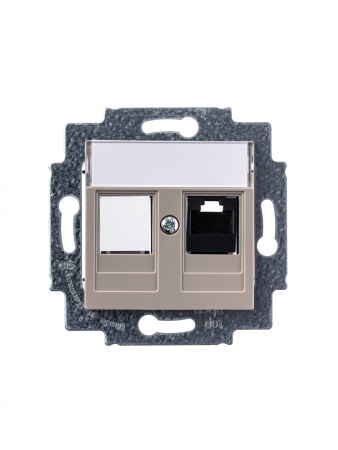 5014H-A51017 18W Розетка информационная Levit RJ45 категория 5e и заглушка кофе макиато ABB  2CHH295117A6018