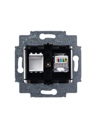 5014H-A51017 18W Розетка информационная Levit RJ45 категория 5e и заглушка кофе макиато ABB  2CHH295117A6018