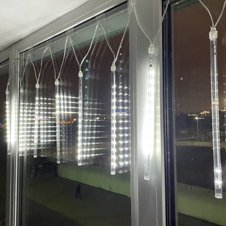 Б0041910 Гирлянда LED Сосульки 2.1м холодный свет, 7V, IP44 (трансформатор в комплекте) ЭРА 