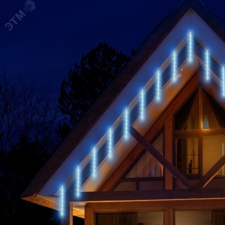 Б0041910 Гирлянда LED Сосульки 2.1м холодный свет, 7V, IP44 (трансформатор в комплекте) ЭРА 