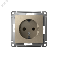 Розетка ATLASDESIGN с заземлением 16А механизм шампань Systeme Electric ATN000543