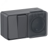 ATN544074 AtlasDesign Profi54 БЛОК: розетка с  заземлением со шторками 16А 250B, выключатель двухклавишный IP54 10А, АНТРАЦИТ, Россия Systeme Electric 
