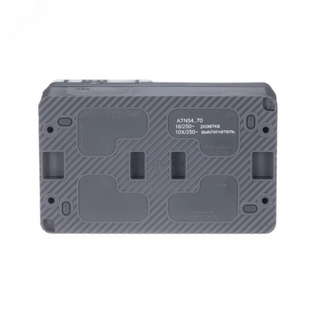 ATN544070 AtlasDesign Profi54 БЛОК:розетка с  заземлением со шторками 16А 250B, выключатель одноклавишный IP54 10А, АНТРАЦИТ, Россия Systeme Electric 