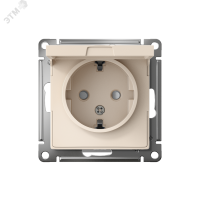 Розетка ATLASDESIGN с заземлением со шторками с крышкой 16А IP20 механизм бежевый Systeme Electric ATN000246
