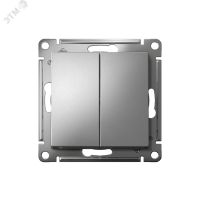 Выключатель двухклавишный ATLASDESIGN схема 5 10АХ механизм сталь Systeme Electric ATN000951 SE (Потенциал)