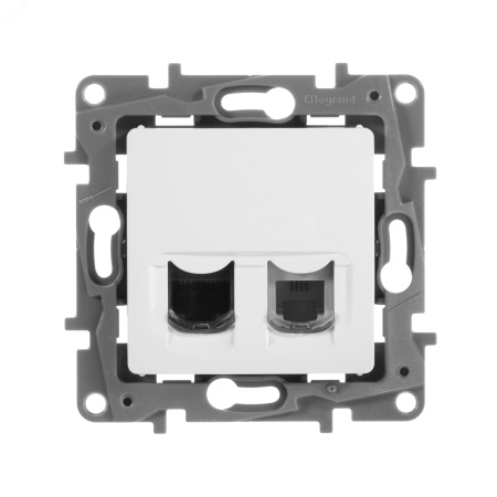 672252 ETIKA Розетка телефонная+компьютерная RJ11+RJ45 категория 5 UTP белая Legrand/Daccord 