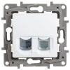 672252 ETIKA Розетка телефонная+компьютерная RJ11+RJ45 категория 5 UTP белая Legrand/Daccord 