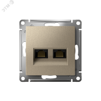 Розетка ATLASDESIGN двойная компьютерная RJ45+RJ45 категория 5E механизм шампань Systeme Electric ATN000585