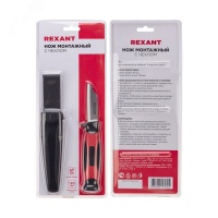 Нож монтажника с чехлом лезвие 67 мм REXANT 12-4939