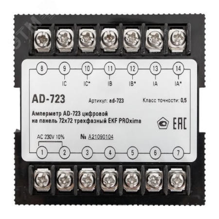 ad-723 Амперметр AD-723 цифровой на панель (72х72) трехфазный PROxima EKF 