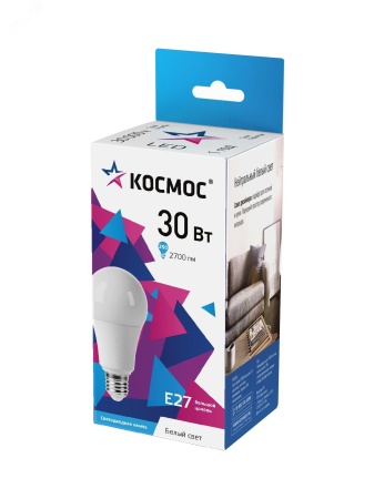 Лампа светодиодная LED 30Вт 220В Е27 D70х136 4500К белый A70 Космос LkecLED30wA70E2745
