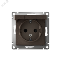 Розетка ATLASDESIGN с заземлением со шторками с крышкой 16А IP20 механизм мокко Systeme Electric ATN000646