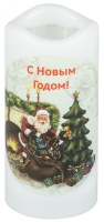 Новогодний декоративный светильник Свеча-проектор Санта, теплый свет, 4 LED, 3*ААA, 15 см, 6 проекций EGNDS -SK ЭРА Б0060551